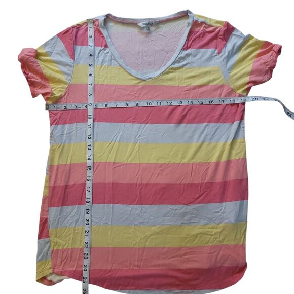 Wildfox Italian Ice Stripes V-Neck Short Sleeve Tee Size Medium - Picture 3 of 5